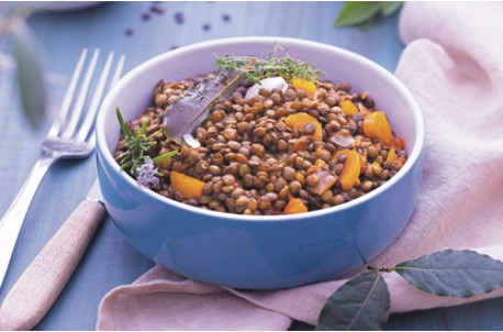 Lentilles vertes cuisinées aux herbes de Provence