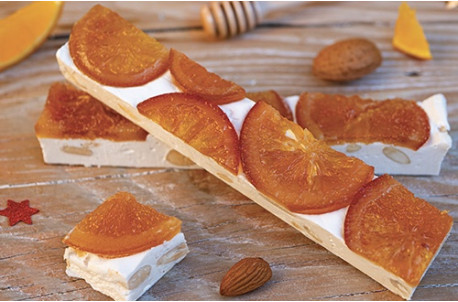 Barre de nougat tendre aux tranches d’oranges confites